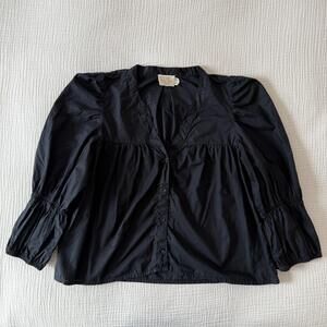 Nation LTD Black Pima Cotton Puff Sleeve Blouse Small
